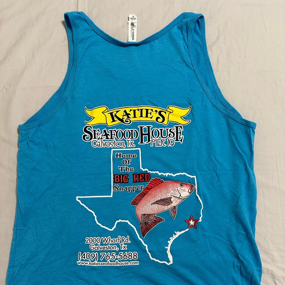 Katie’s Seafood House souvenir tank top from Galveston restaurant
